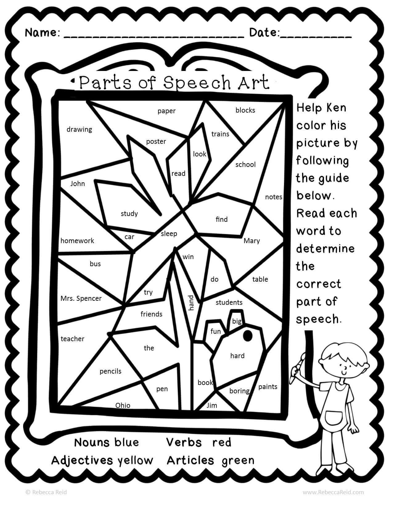 Free Parts Of Speech Coloring Pages